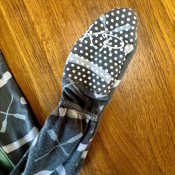 KICKEE PANTS Zip Footie Romper Boys 9-12 Mos Bamboo Gray Stone Paddles + Canoe - Picture 7 of 8